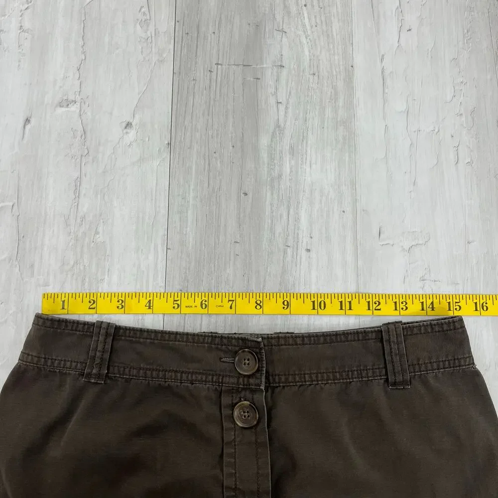 J. Crew Brown Cotton Button Front Mini Skirt 6 Y2K Summer 2007 Preppy Office